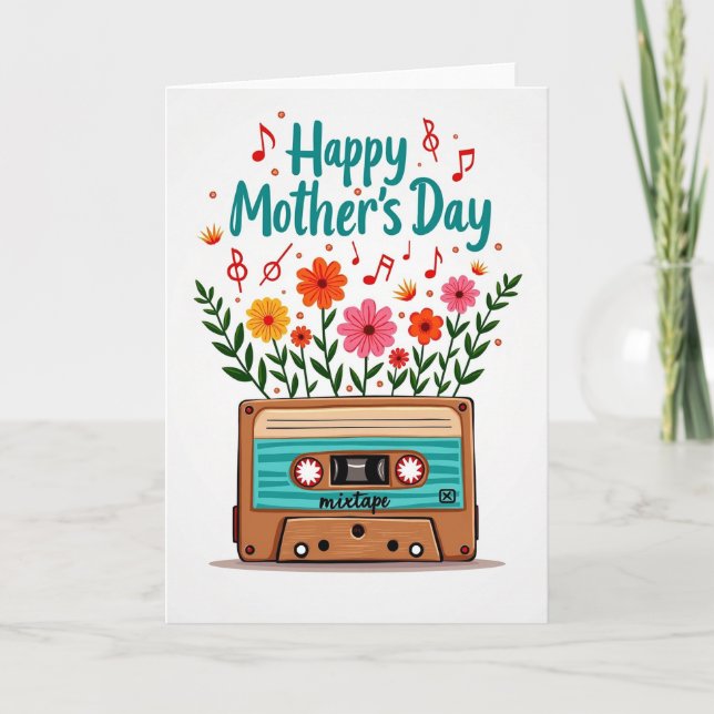 Tarjeta de Mixtape de Amor Floral Materno (Anverso)