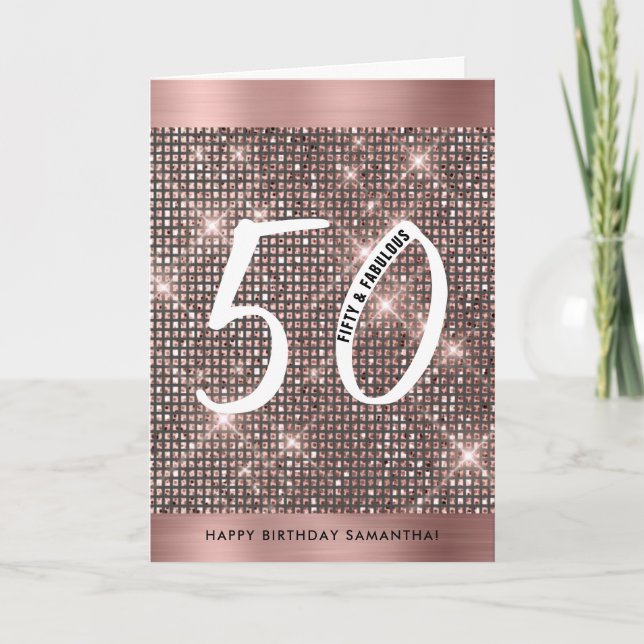 Tarjeta de Moda 50th Happy Birthday Trendy (Anverso)