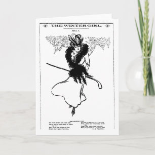 Tarjeta de moda Chica de Patinaje Invierno de 1901