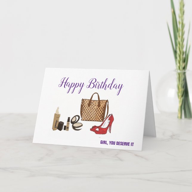 Tarjeta de moda de cumpleaños feliz (Anverso)