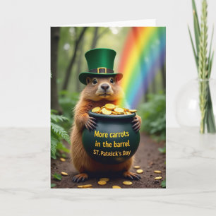 Tarjeta de moneda de oro de marmota afortunada
