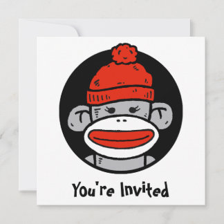 Tarjeta de mono de sock / invitación