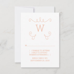 Tarjeta de Monograma RSVP para naranja Whimsical F