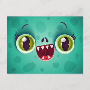 Tarjeta de Monstruo Verde para Halloween