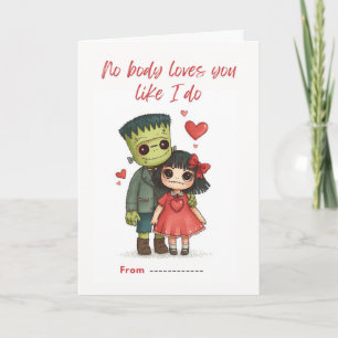 Tarjeta de Monstruo y Novia Lindo y Espeluznante