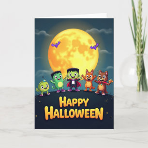 Tarjeta de Monstruos Feliz Halloween