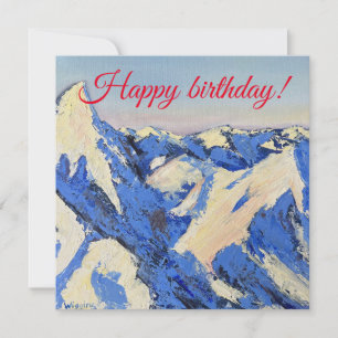 Tarjeta de montaña azul para cumpleaños