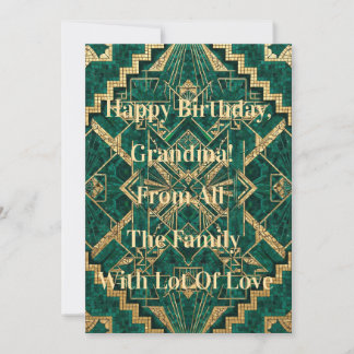 Tarjeta de mosaico Art Deco verde esmeralda y dora
