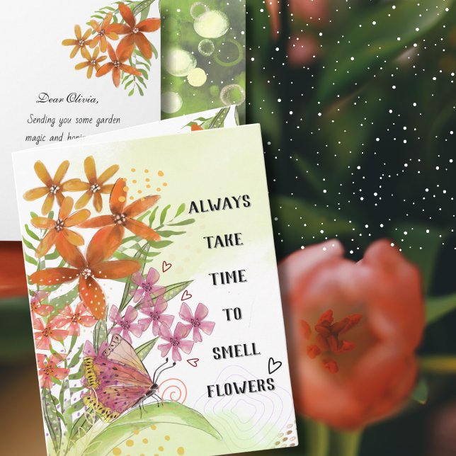 Tarjeta de Motivación de Flores Acuarela para Recu (Watercolor Floral Garden Magic Get Well Motivational Card)