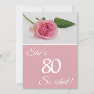 Tarjeta de motivación de rosa rosa para su 80 cump