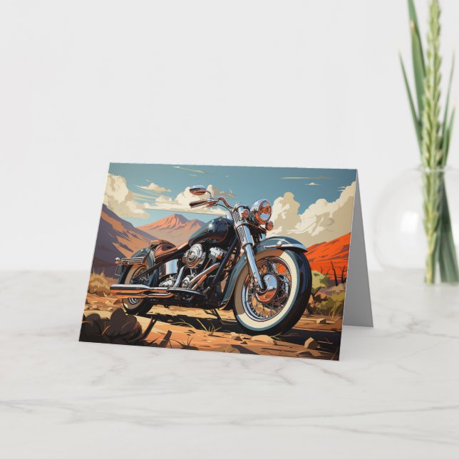 Tarjeta de motocicleta Bobber - Fondo del desierto (Anverso)