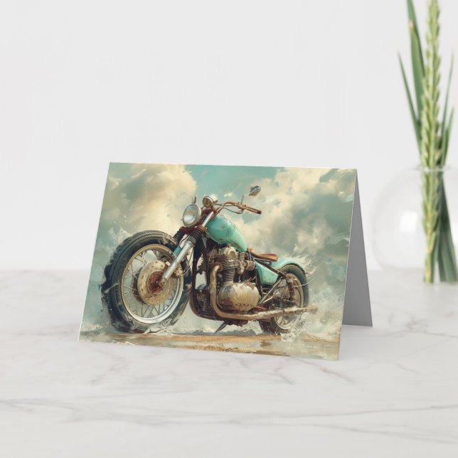 Tarjeta de motocicleta Bobber Verde - Fondo de pla (Anverso)