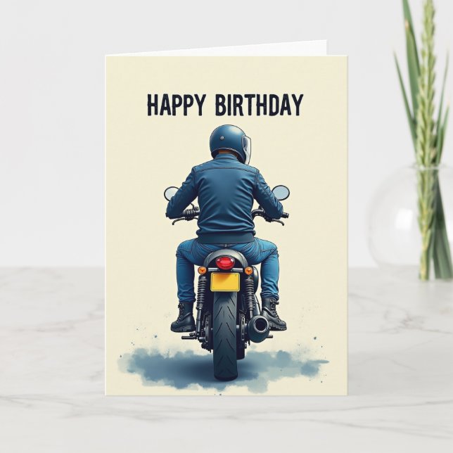 Tarjeta de motocicleta para cumpleaños (Anverso)