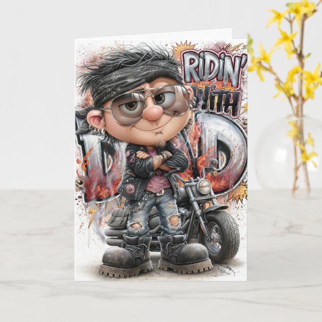 Tarjeta de motor de papá motociclista (flor amarilla)