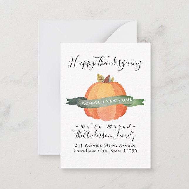 Tarjeta de movimiento de calabaza para el hogar de (Anverso)