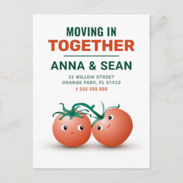 Tarjeta de mudanza con pareja de tomates adorables