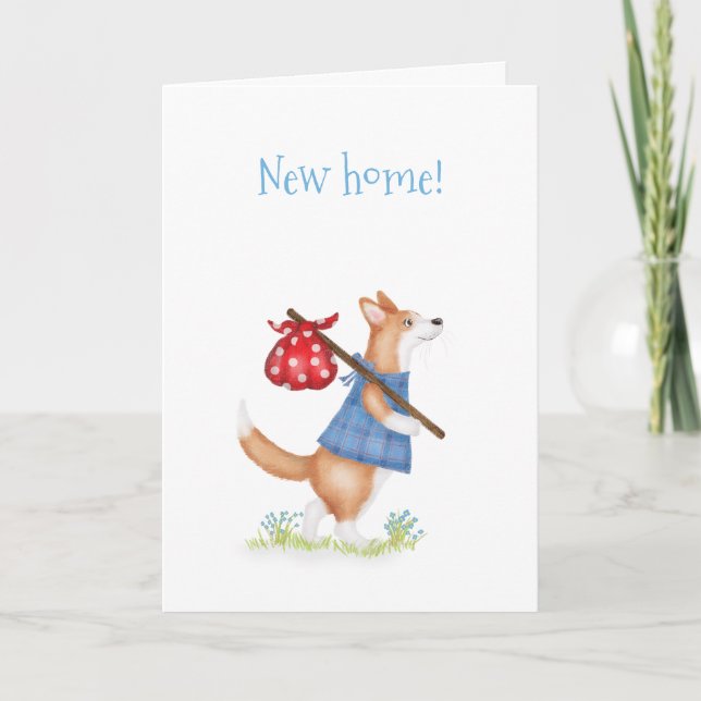 Tarjeta de mudanza de adorable corgi (Anverso)