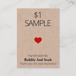 Tarjeta de muestra de jabón Red Heart Kraft