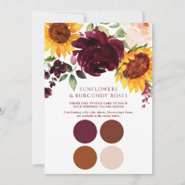 Tarjeta de muestra de rosas girasoles otoño Burgun