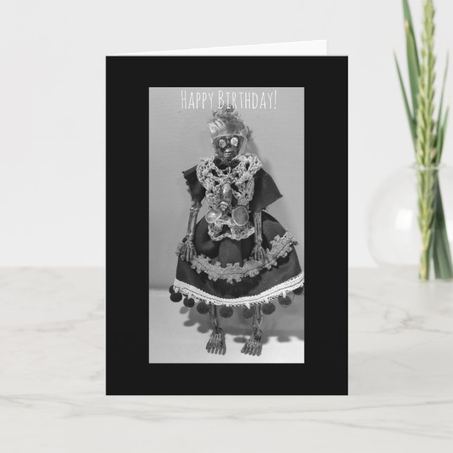 Tarjeta de mujer del Skeleton feliz cumpleaños (Anverso)