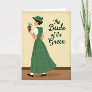Tarjeta de mujer elegante novia verde