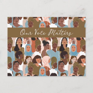 Tarjeta de mujer empoderada vota en blanco por den