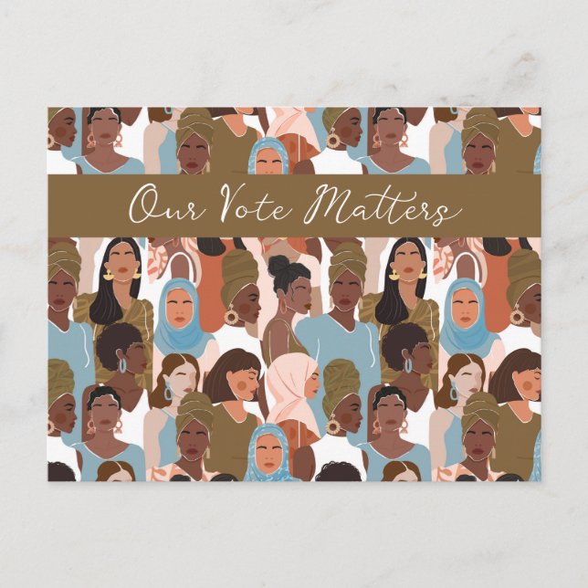 Tarjeta de mujer empoderada vota en blanco por den (Anverso)