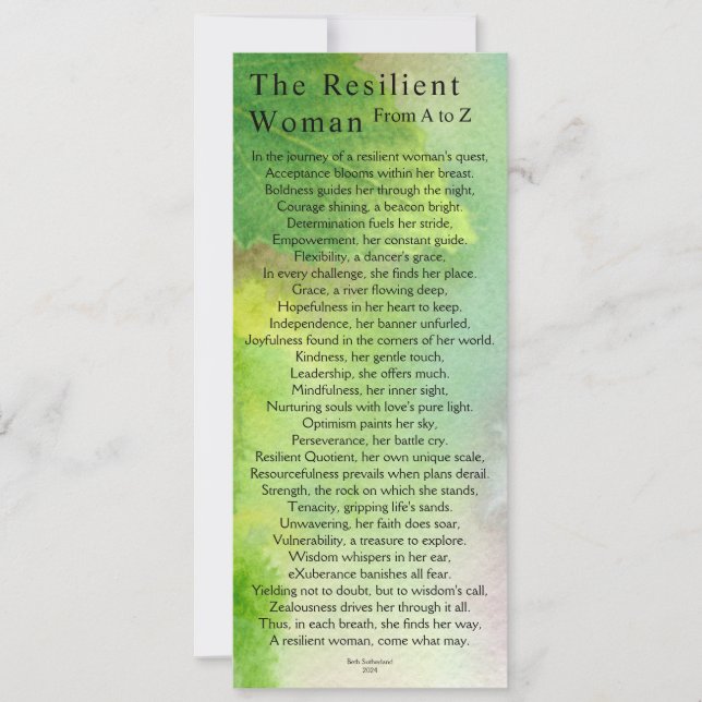 Tarjeta de mujer resistente al tema de la naturale (Anverso)
