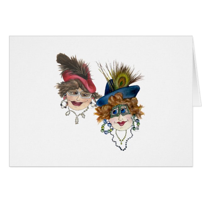 Tarjeta de mujeres y pizza cómicas vs. ensalada (Anverso (Horizontal))