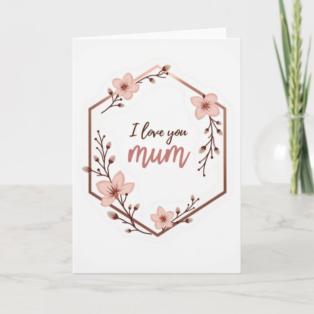 Tarjeta de Mum Floral de Corazón (Anverso)