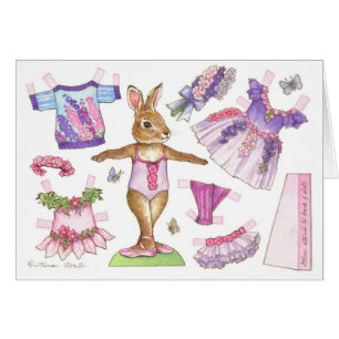 Tarjeta de muñeca de papel de conejo de Larkspur B