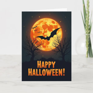 Tarjeta de murciélagos de Halloween feliz