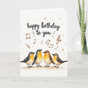Tarjeta de música de pájaro cantor de cumpleaños