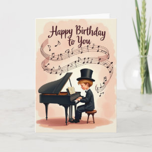 Tarjeta de música de piano de cumpleaños