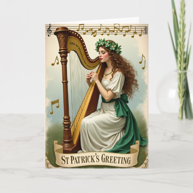 Tarjeta de música del arpa Erin Go Bragh (Anverso)