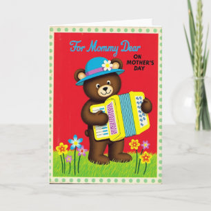 Tarjeta de música del día de la madre del oso borr