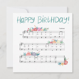 Tarjeta de música Happy Birday Floral Sheet