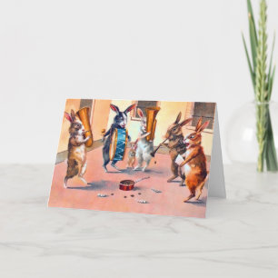 Tarjeta de Músicos de Conejo de Pascua