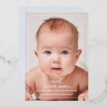 Tarjeta de nacimiento con foto geométrica minimali