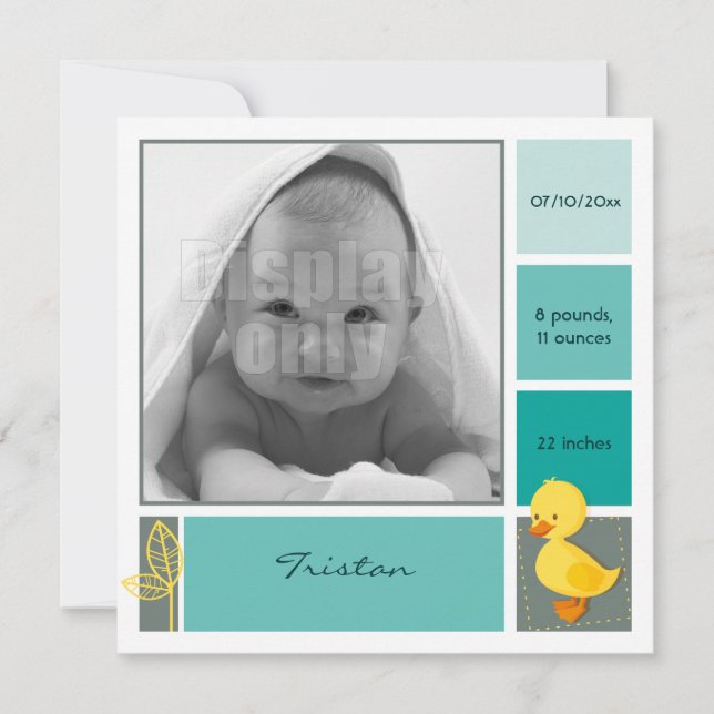 Tarjeta de nacimiento verde de duckling (Anverso)