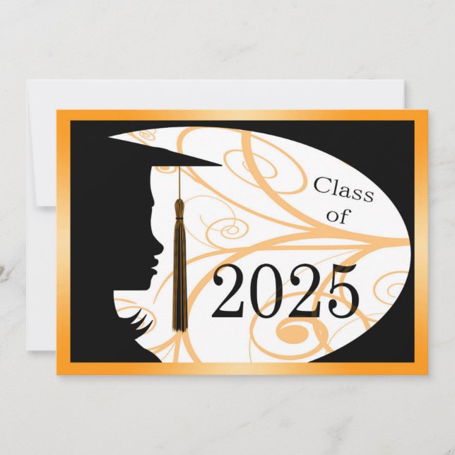 Tarjeta de naranja y de silueta negra 2025 (Anverso)