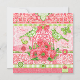 Tarjeta de natalidad Flower and Gem August Birdcag