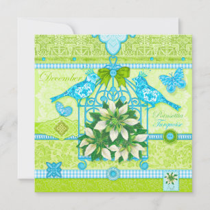 Tarjeta de natalidad Flower and Gem December Birdc
