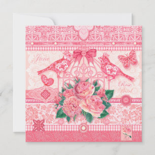 Tarjeta de natalidad Flower and Gem June Birdcage