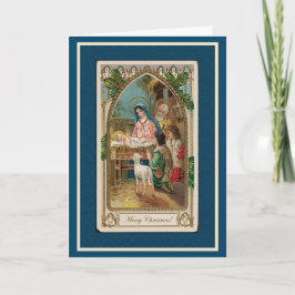 Tarjeta de natividad azul vintage