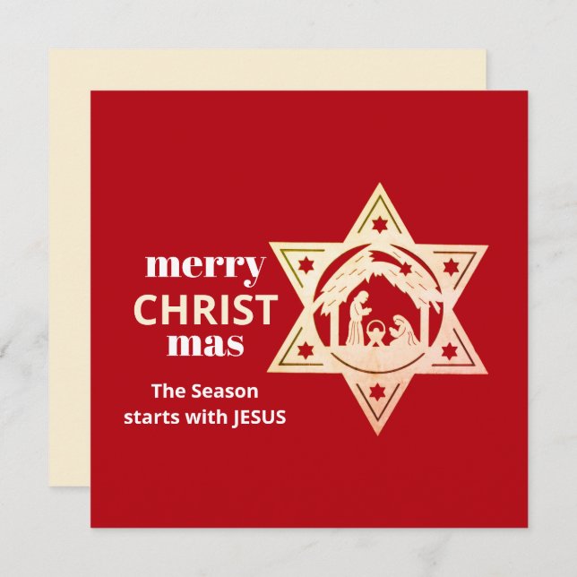 Tarjeta de Natividad de Navidades Rojos Modernos (Anverso / Reverso)