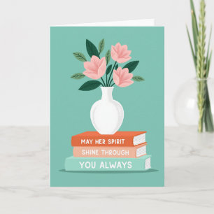 Tarjeta de Naturaleza Muerta Floral con Libros Ray