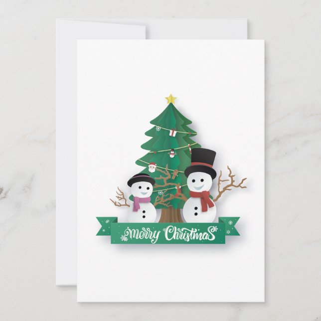 Tarjeta de navegación arbol y muñecos de nieve (Anverso)