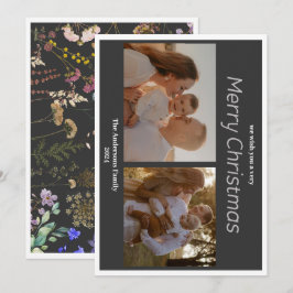 Tarjeta de Navidad 2 con foto botánica floral de f