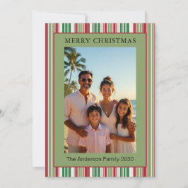 Tarjeta de Navidad 2 Foto Rayada de Rojo y Verde